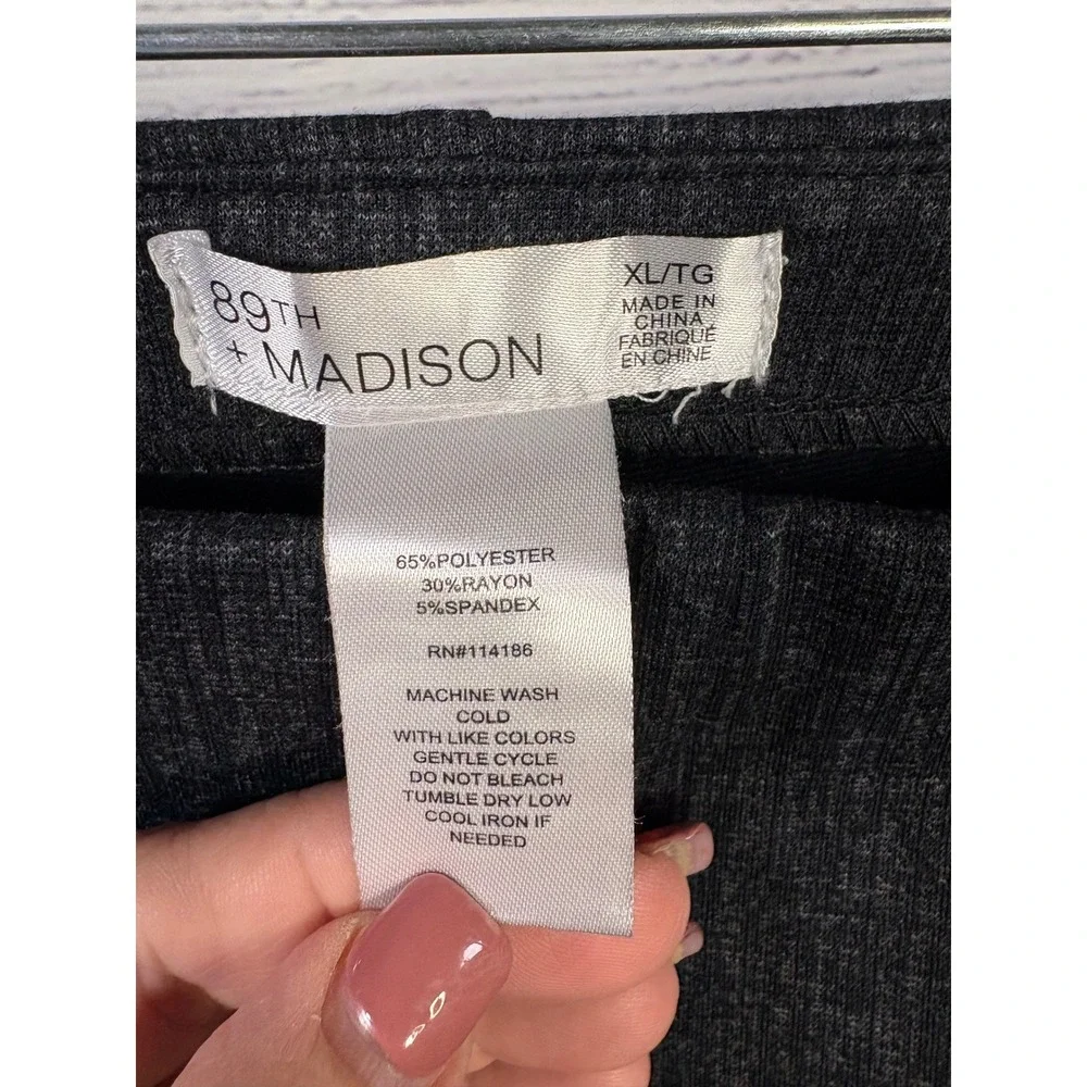 89th + Madison Womens XL Dark Grey Heathered Pull On Straight Leg Dress Pants - Picture 3 of 8